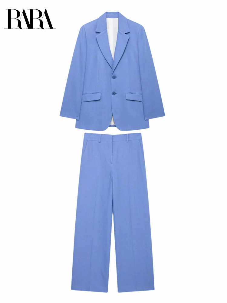 

Женский пиджак на пуговицах с лацканами RARA 2025 в сочетании с комплектом брюк в тон для шикарного и профессионального стиля