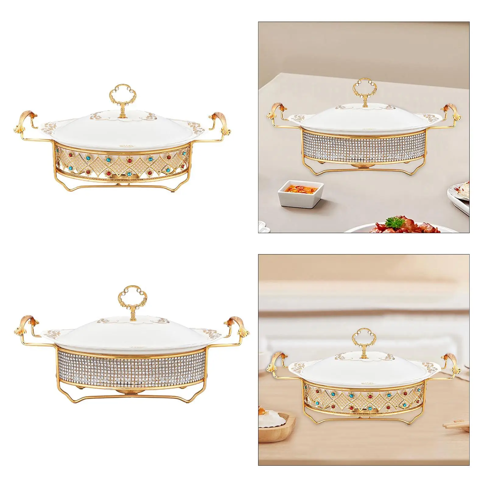 Ceramic Chafing Dish Lightweight Handheld Easy to Store Accessories Pot Food Warmer for Party Hotel Dining Room Cafeteria Picnic