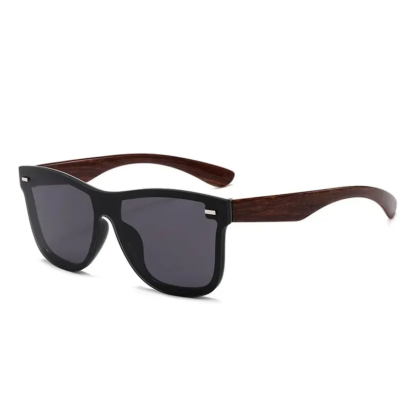 New Square Casual Sunglasses Wood Grain Spring Hinges Glasses UV400 Protection Unisex Outdoor Daily Eyewear image 4
