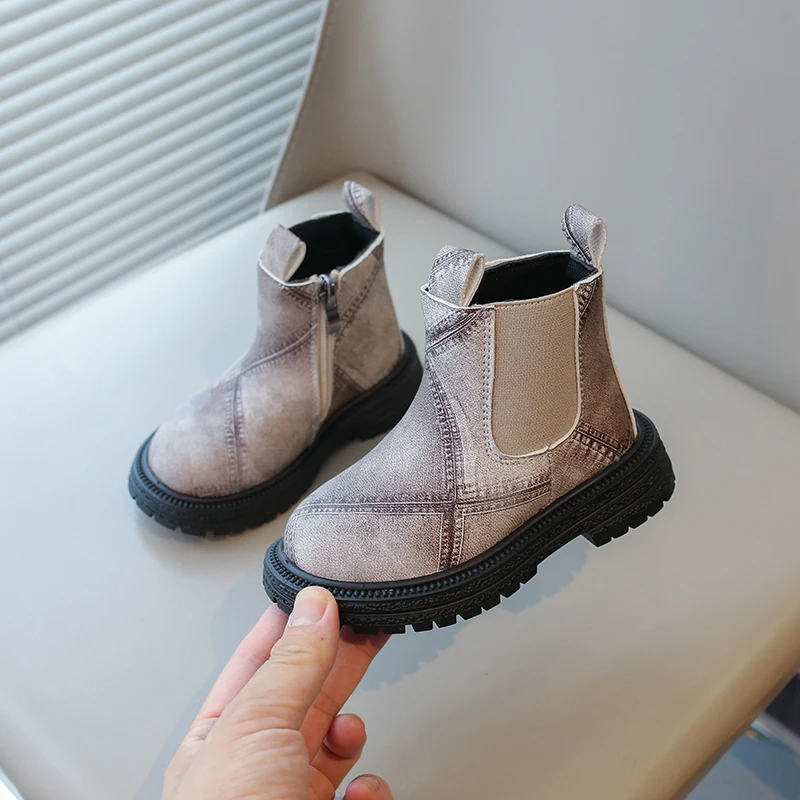 Botas de moda para niños pequeños, botines con cremallera, antideslizantes, estilo Chelsea, otoño e invierno, 2024