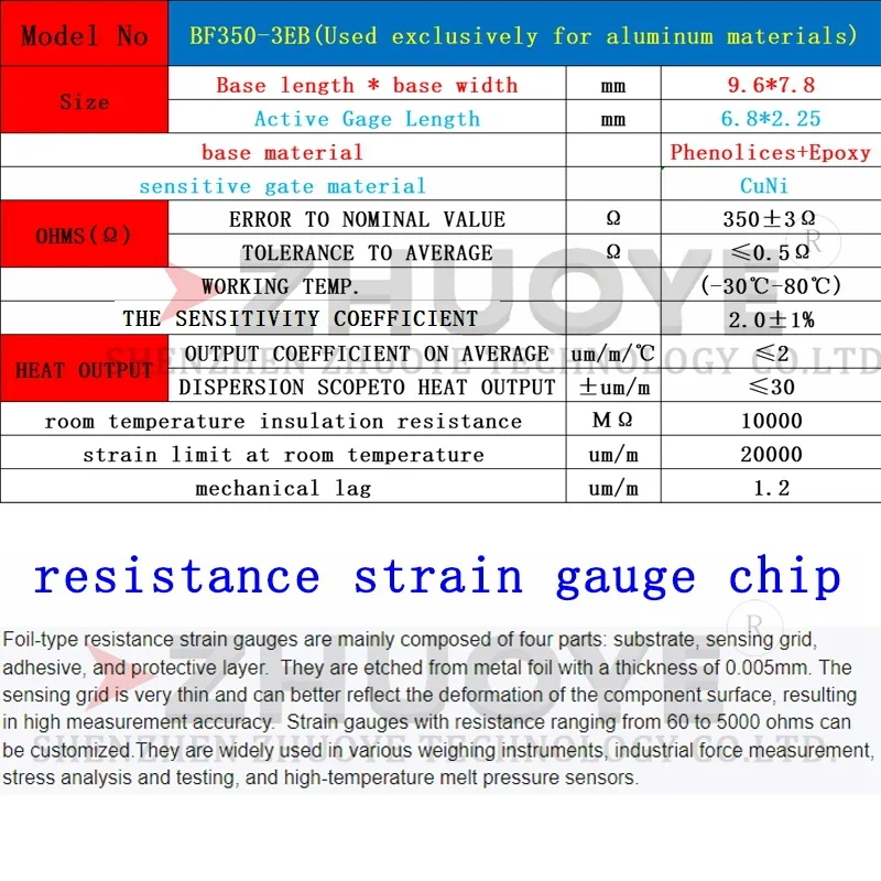 10pcs  Strain Gauge High Precision weighing Pressure Sensor BHFBF350-3EB Full Bridge Strain Gauge Foil 350ohm Strain gauges