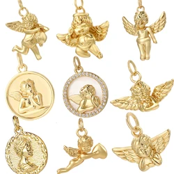 Cute Angel Wings Girl charms for jewelry making Pendant High Quality Dijes Diy gold color Earrings Necklaces Bracelets Keychains