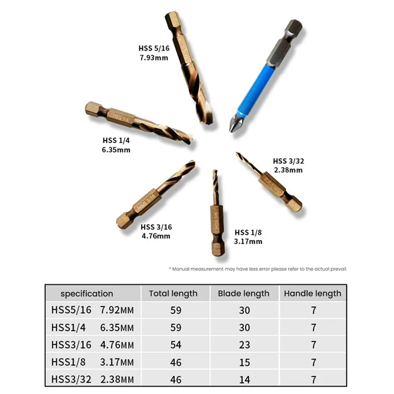 Juego de brocas rechonchas de cobalto M35 de 6 piezas para acero inoxidable y metales duros para mandriles rápidos y controladores de impacto