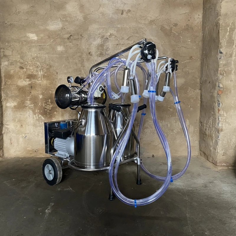 Portable Pulsation Vacuum Pump Milking Machine Double Bucket Cow Milking Machine Household Use