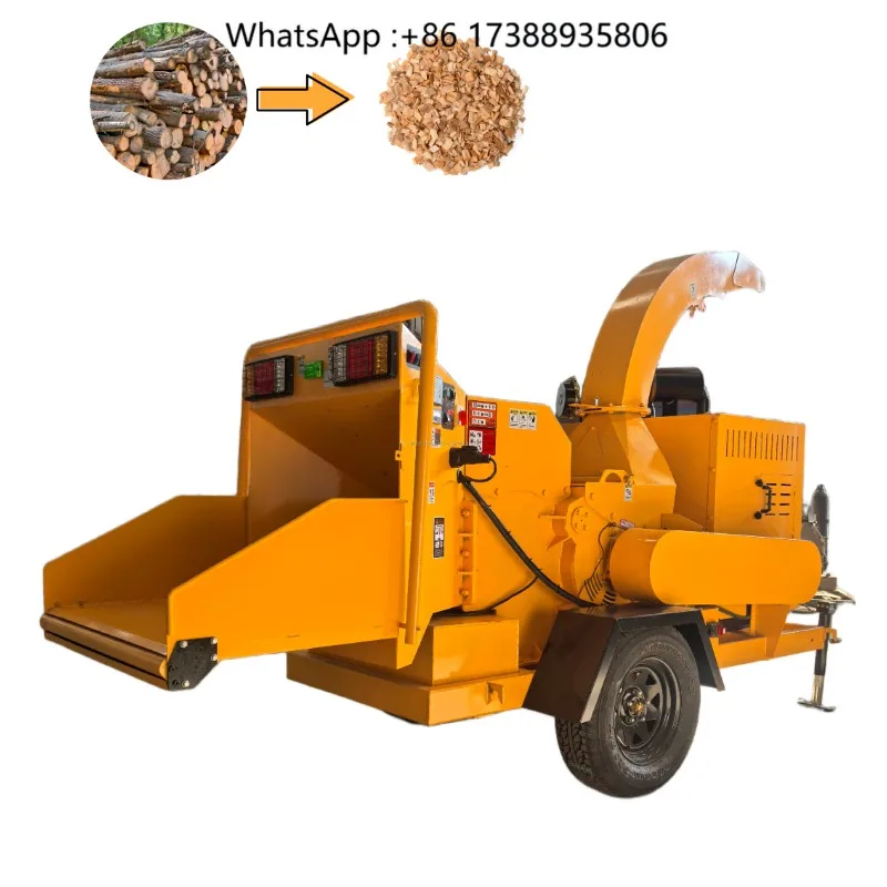 hot Garden Machinery Mobile Biomass Mulcher Hydraulic CR 6145Tree Chipping Wood Chipper Machine