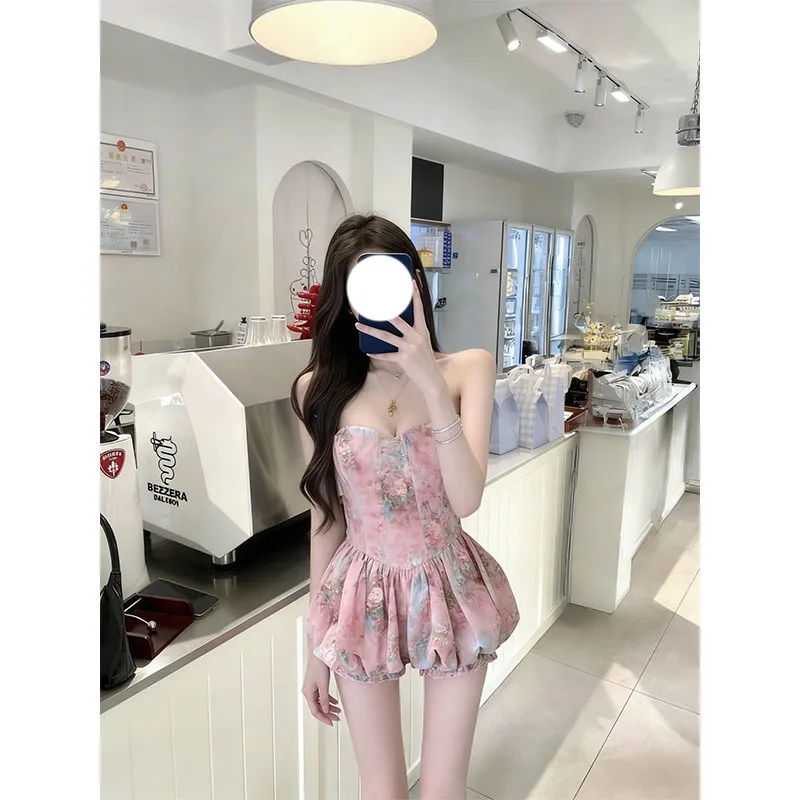 

Элегантное винтажное платье-труба с цветочным принтом в форме сердца для девочек, из хлопковой марли, летнее, повседневное, в стиле юбки, 100% хлопок