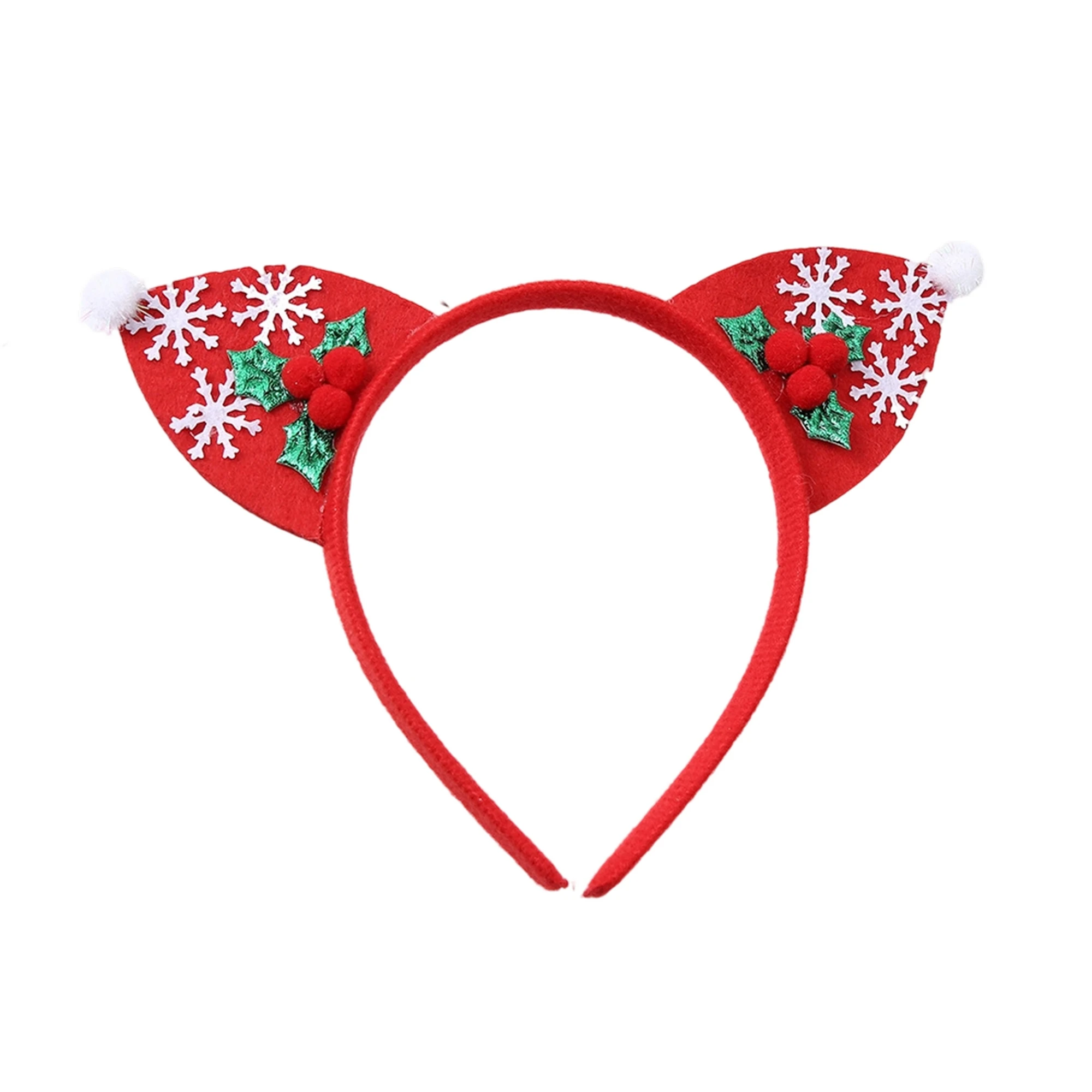 Christmas Hair Clip for Women Red Velvet Bow Hairpin with Glittery Snowflake and Berry Accents Festive Party Accessory