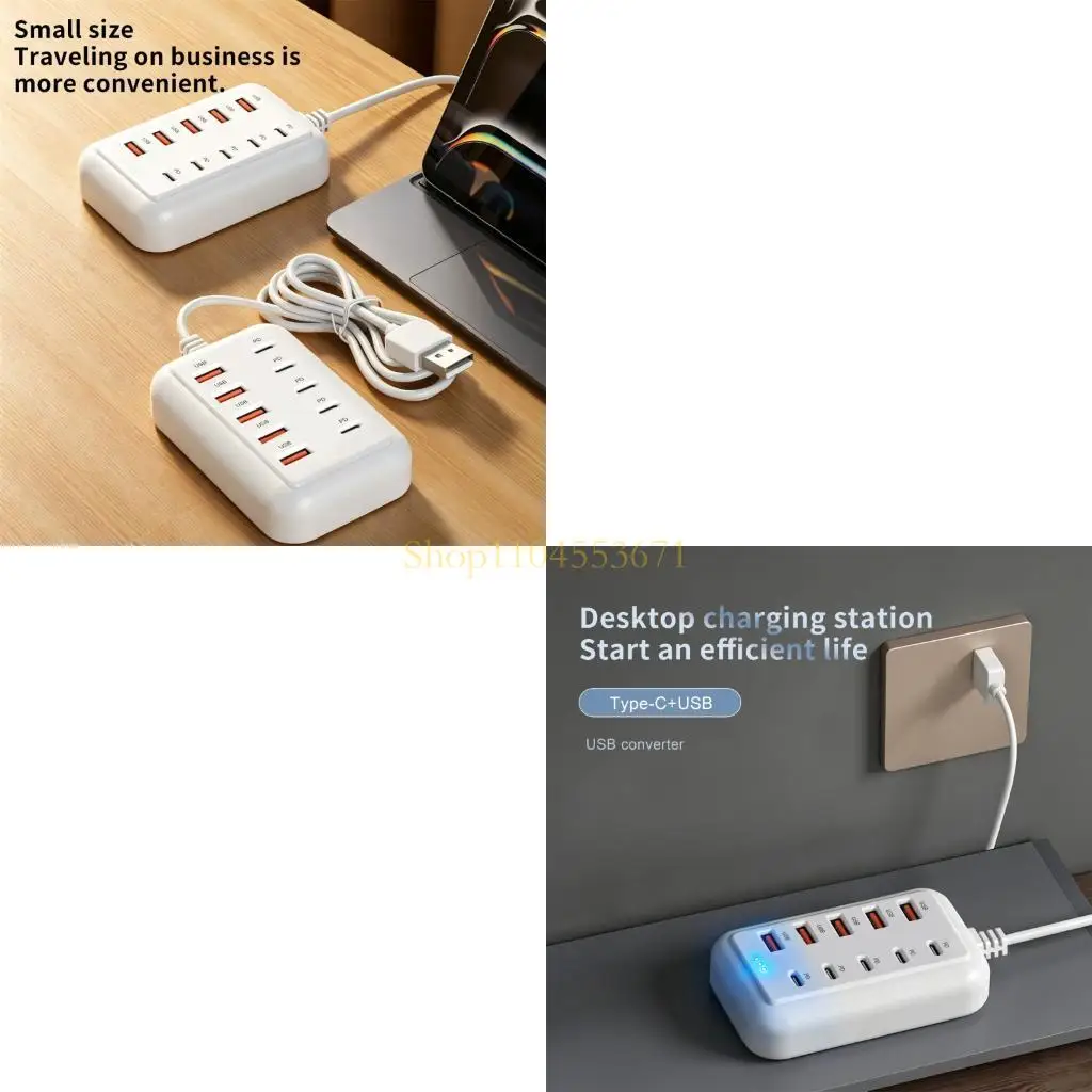 Best Seller USB-A Input Charging Splitter with 10 Mixed Outputs USB Adapter 5USB+5PD Power Station 5PD Fast Charging Adapter