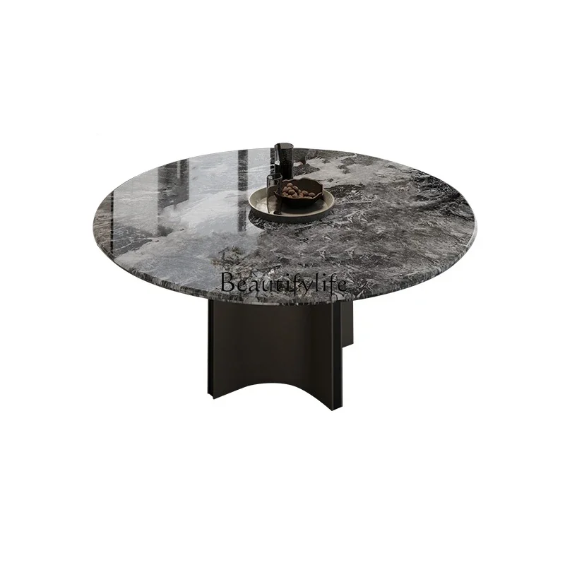 طاولة طعام رخامية بديلة مسطحة فاخرة من الحجر البلغاري كونترتوب مستدير خفيف فاخر للمنزل الفاخر على الطراز الإيطالي