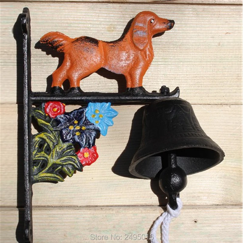 

Doorbell Dog Shape Wall Mounted Cast Iron Antirust Welcome Bell Vintage Farmhouse Dinner Bell for School Hot