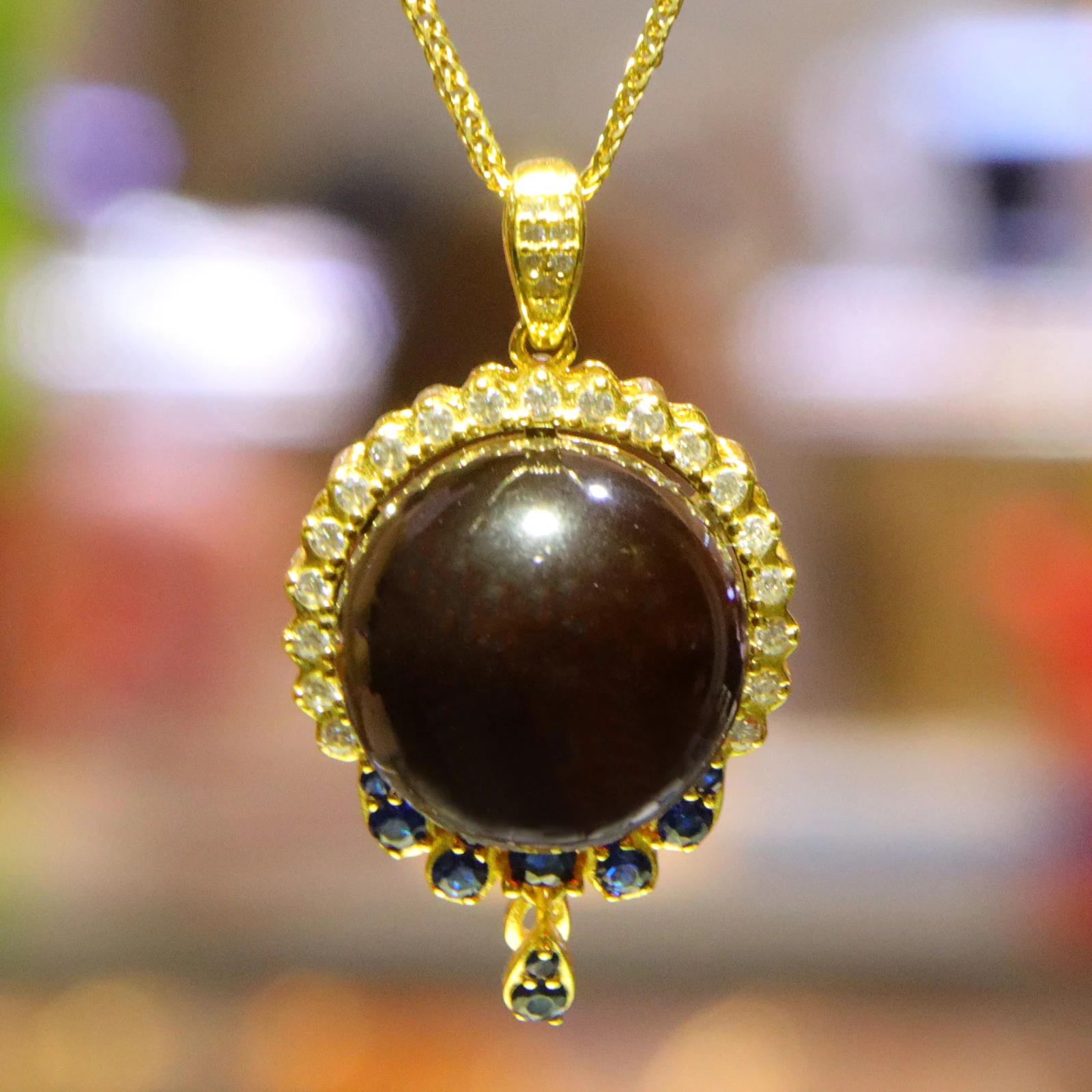 

Natural Violet Amber Pendant Sterling Silver Setting 17mm Round Bead Lilac Amber Jewelry Gift for Women