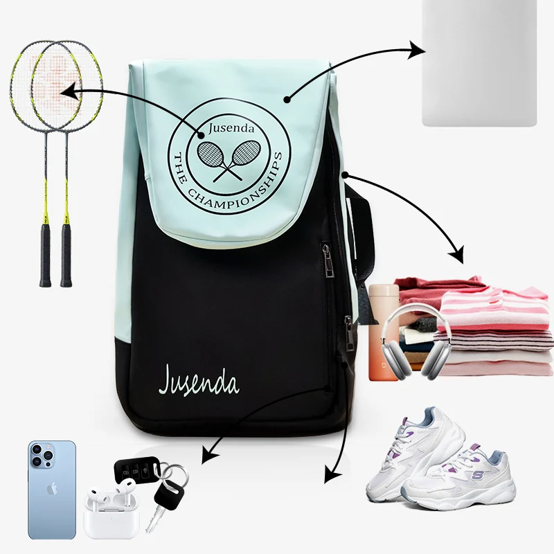 Jusenda Tennis Backpack High Quality Sporting Badminton Beach Tennis Padel Racket Bag Waterproof sports bag