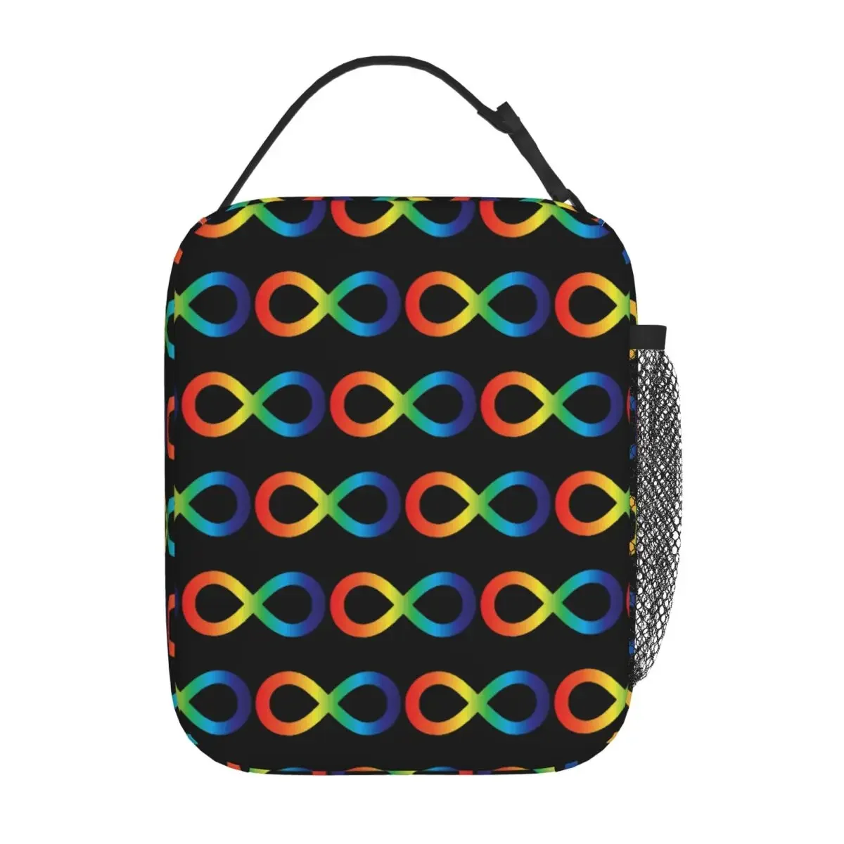 Rainbow Infinity Symbol Autism Acceptance Embrace Neurodiversity Awareness Insulated Lunch Bag Food Boxes Thermal Lunch Box Tote