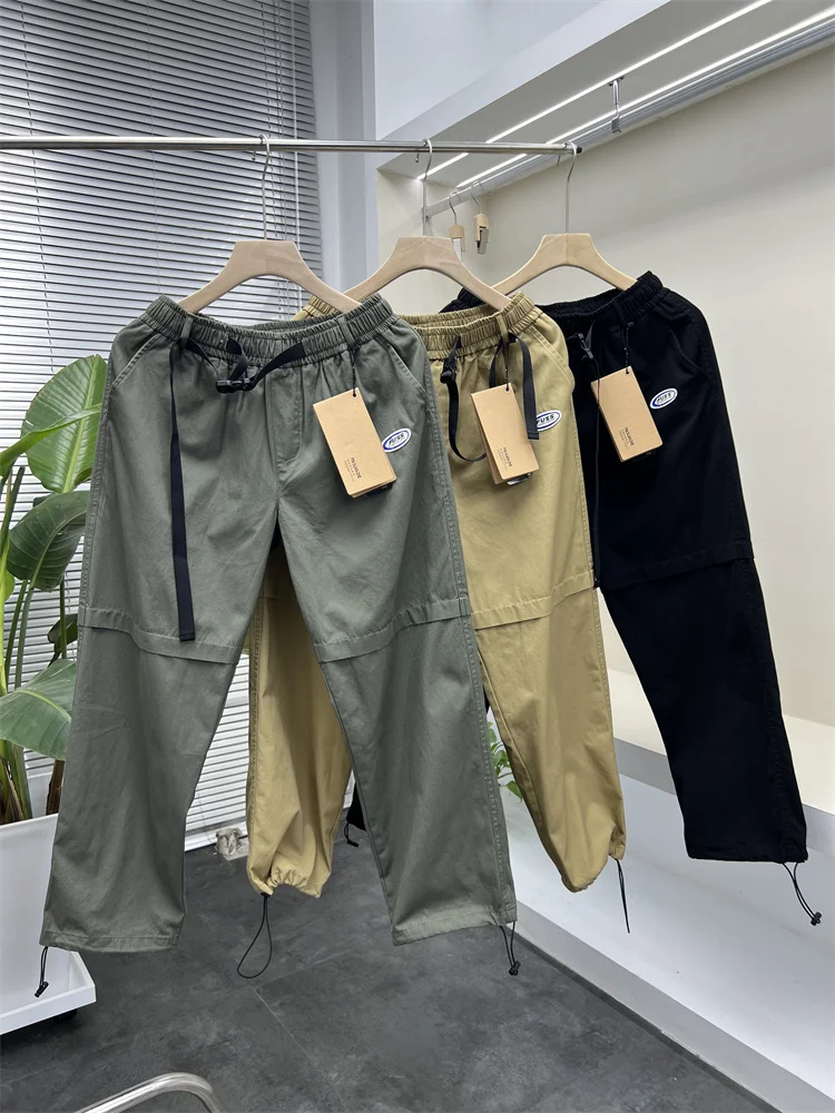 

Men's Casual Pants Adjustable Waist Cotton Sports Bule Belt Loose Straight Leg Comfortable Spring Autumn Wear