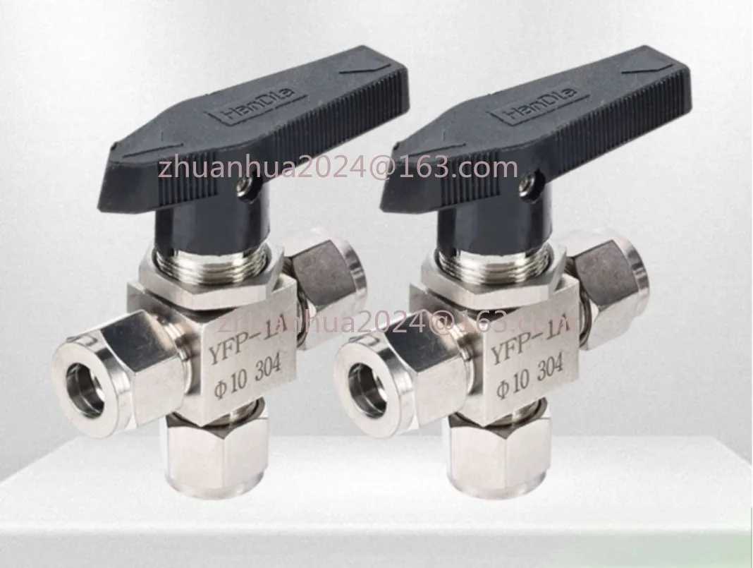 YFP-1A Acid Resistant 304 316 Stainless Steel 3 Way Ball Valve 6 8 10 12 14 16 18mm 1/8 1/4 3/8 1/2 Tube Valve Shut Off