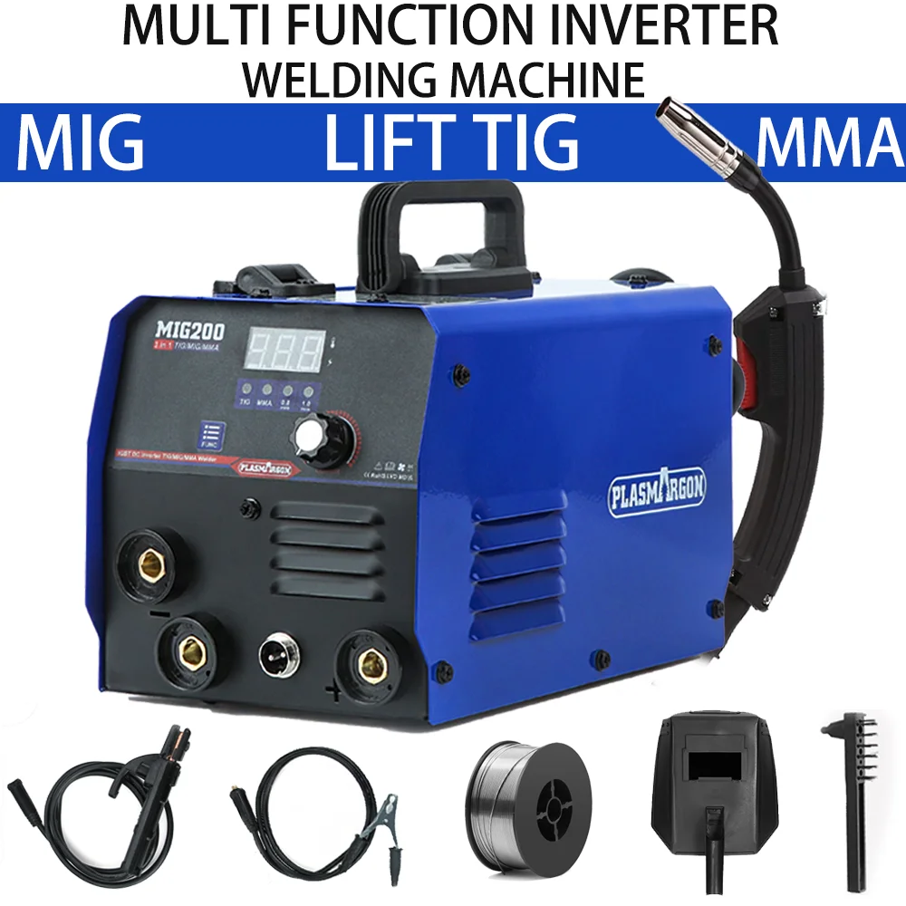 PLASMARGON Mig Welding Machine no gas Semi-automatic Welding Machine 3 in 1 MIG LIFT/TIG/MMA Inverter Synergy Welder with wire