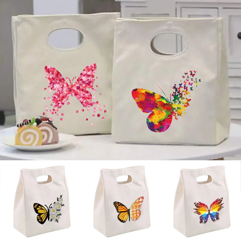 Insulated Lunch Bag Cute Butterfly Tote Bag Reusable Lunch Bag for Women Men Work Picnic Box Gift School Office Lunch Container