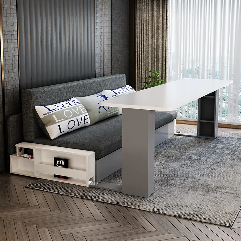 

Solid wood sofa bed, Internet celebrity multi-functional living room, small apartment, foldable sliding and pulling double sitti