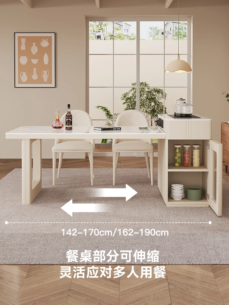 Modern Stone Plate Kitchen Island Dining Table Home Integrated Small Apartment New Retractable Multifunctional Table and Chair