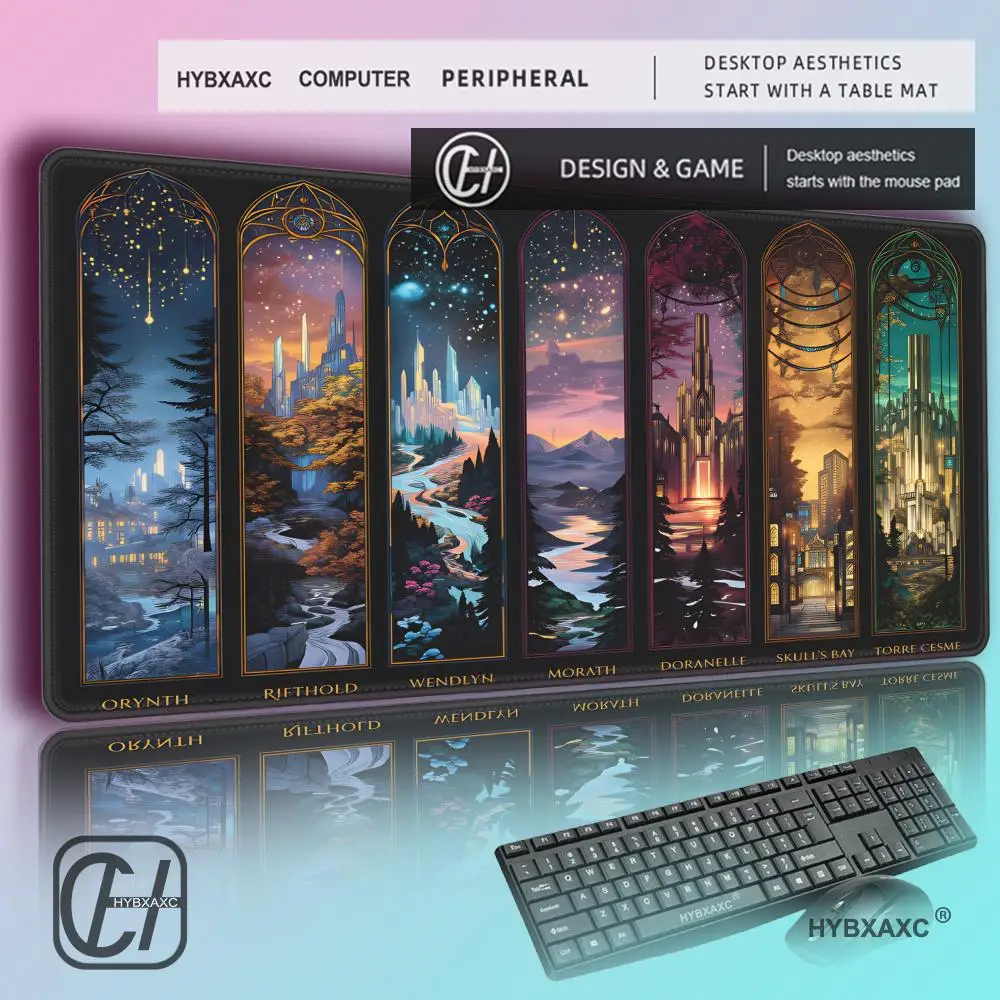 

HYBXAXC Fantasy Starry Sky Cityscape Large Gaming Mouse Pad Non-slip Waterproof Desk Mat for PC Laptop
