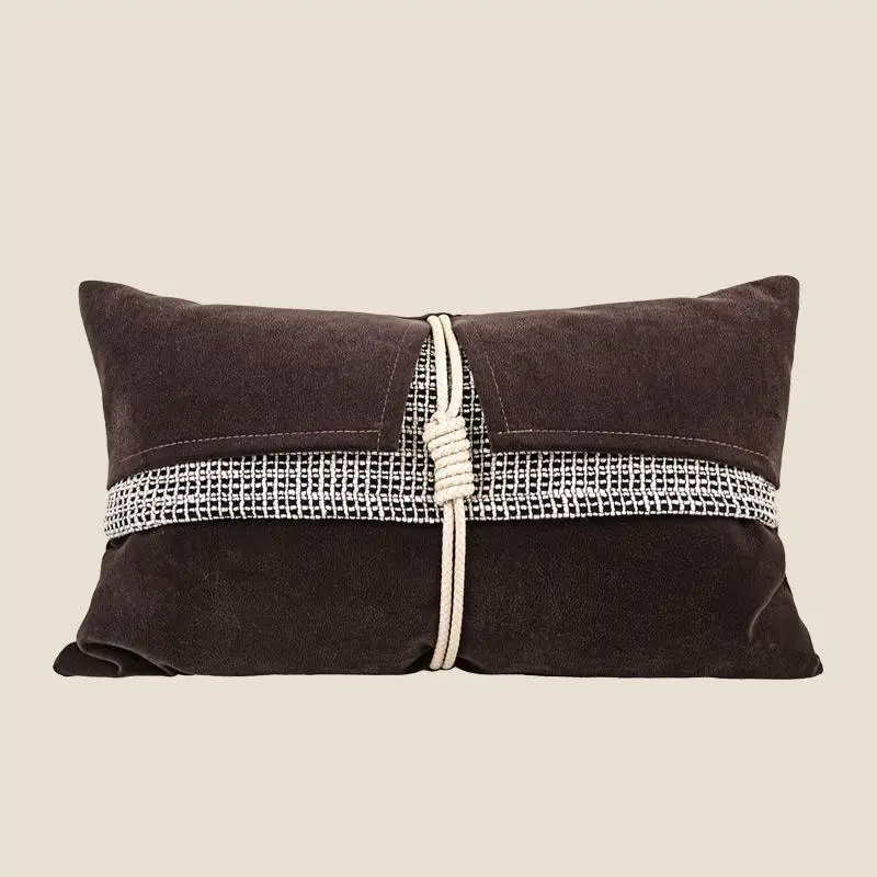 Medieval Style Coffee Brown Cushion Cover Pillowcase vintage patchwork pillow cover backrest