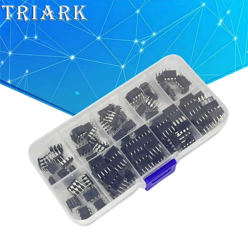 60sets of electronic component combination BOX TL072CP TL072 DIP-8 TL072C TL062CP TL082CP TL061CP TL071CP TL081CP Free IC socket