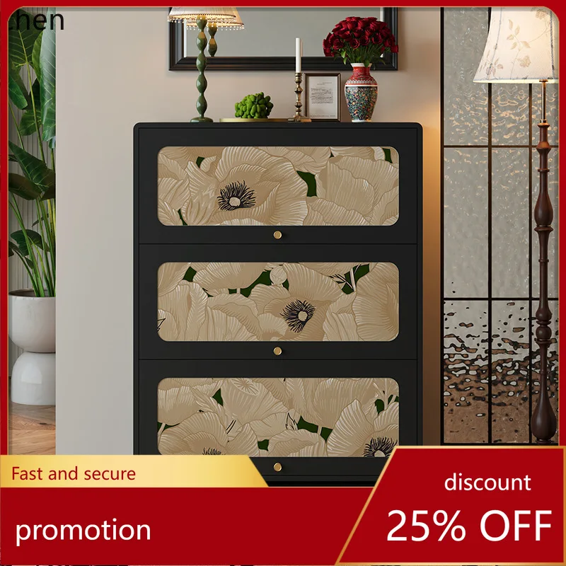 LXC  Entryway Shoe Cabinet Hallway Cabinet Home Living Room Wall-Mounted Integrated Solid Wood Multi-Functional Storage Cabinet