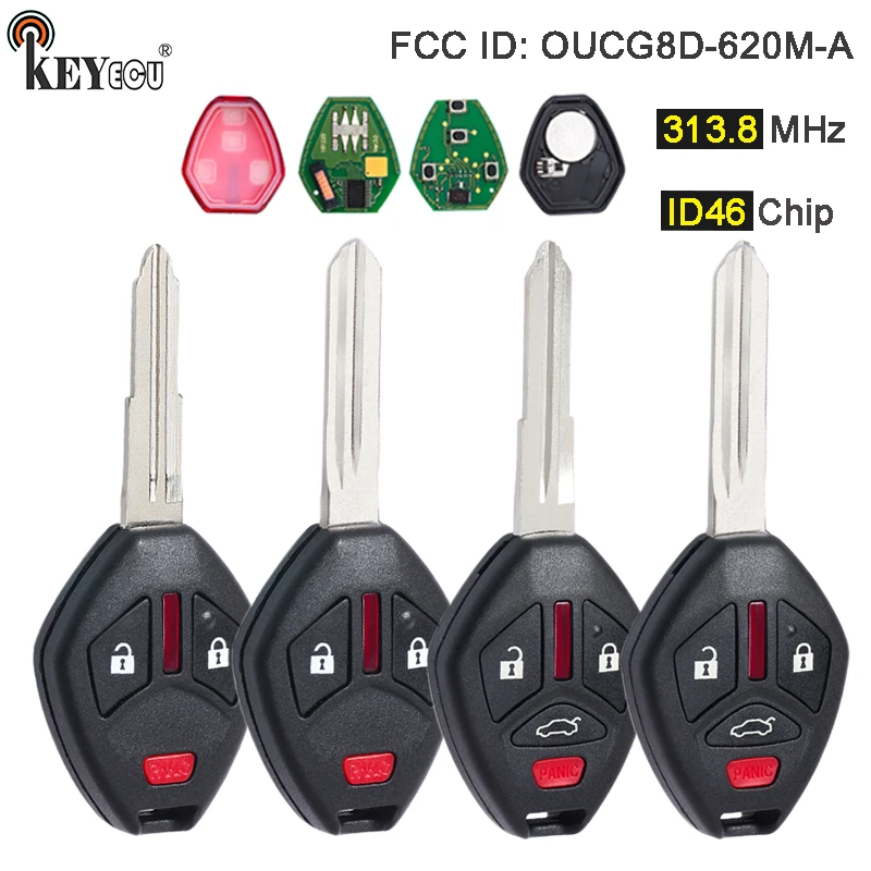 KEYECU 313.8MHz ID46 Chip OUCG8D-620M-A Remote Car Key Fob for Mitsubishi Eclipse Galant Endeavor 2006-2012