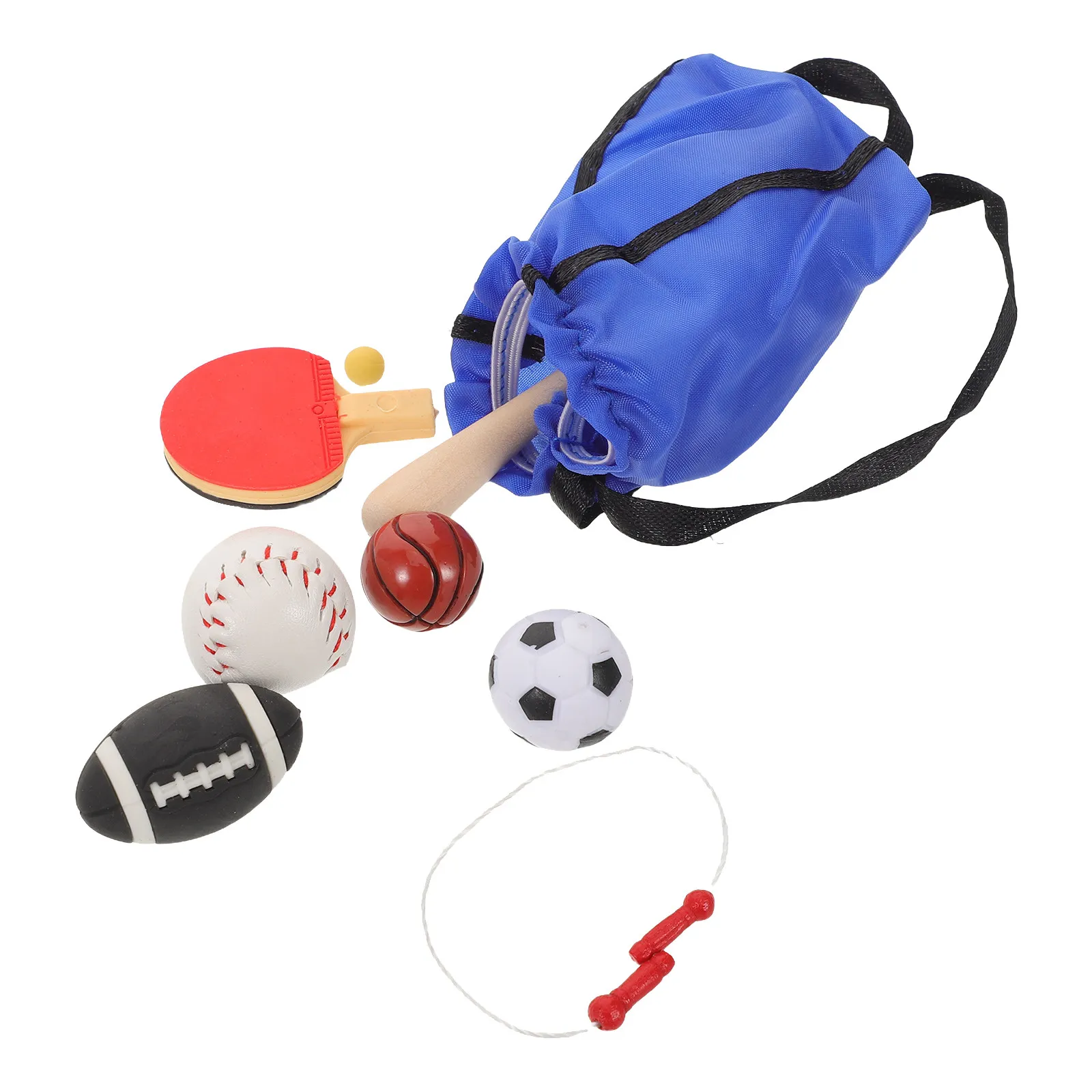 

1 Set Mini Sports Set For Dollhouse Realistic Truetoscale Basketball Soccer Football Jump Rope Portable Play Miniature Items