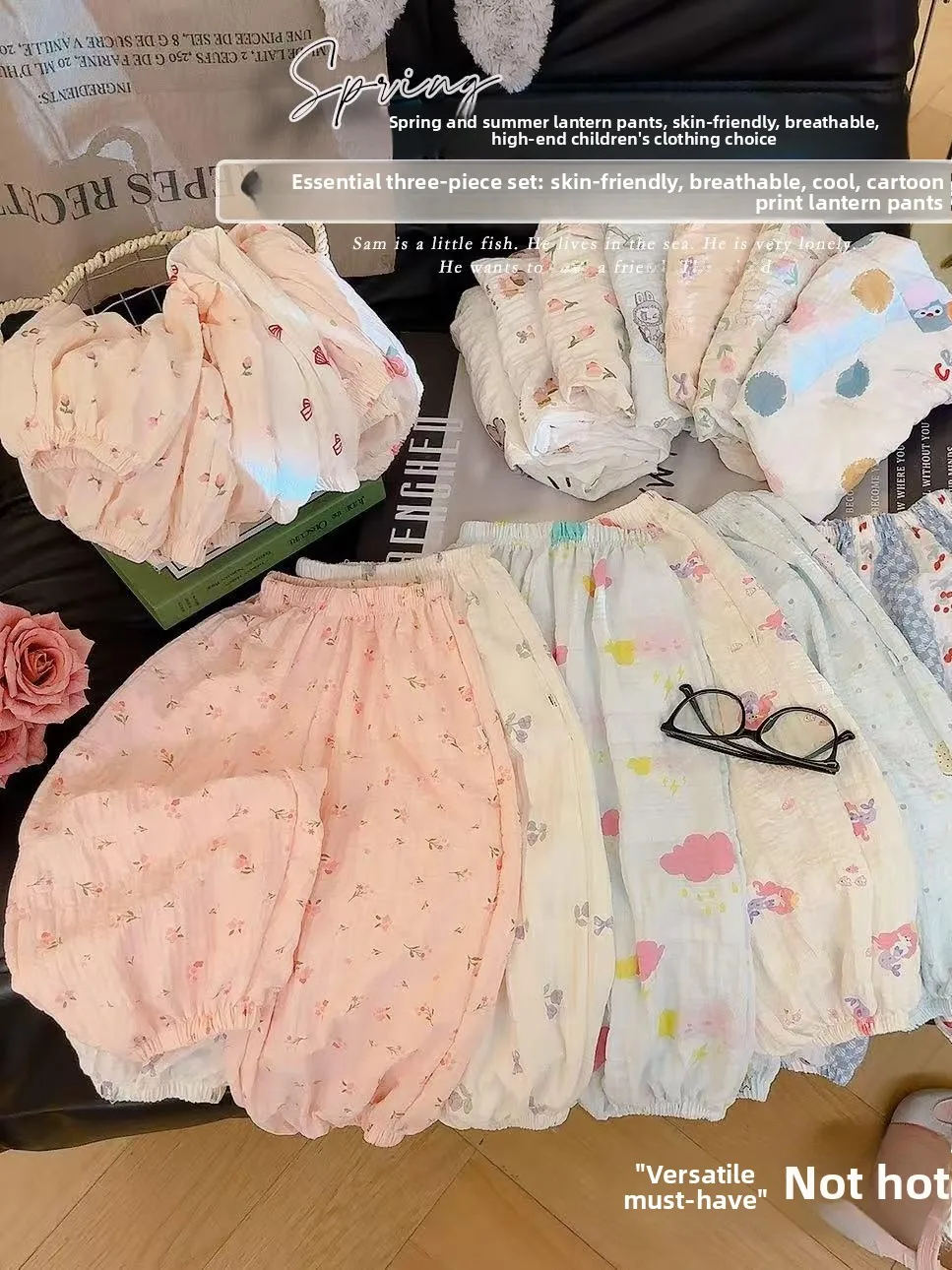 

Princess Style Mosquito-Resistant Pants for Boys And Girls Cute Floral Cartoon Long Trousers Baby Cotton Casual Comfortable