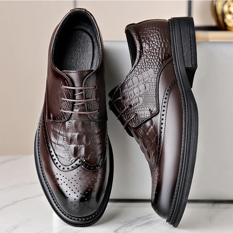 

Men's Dress Business Shoes Cracked Stripe Classic Formal Wedding Party Oxfords Shoes Casual Lace Up Mens Derbys Shoes