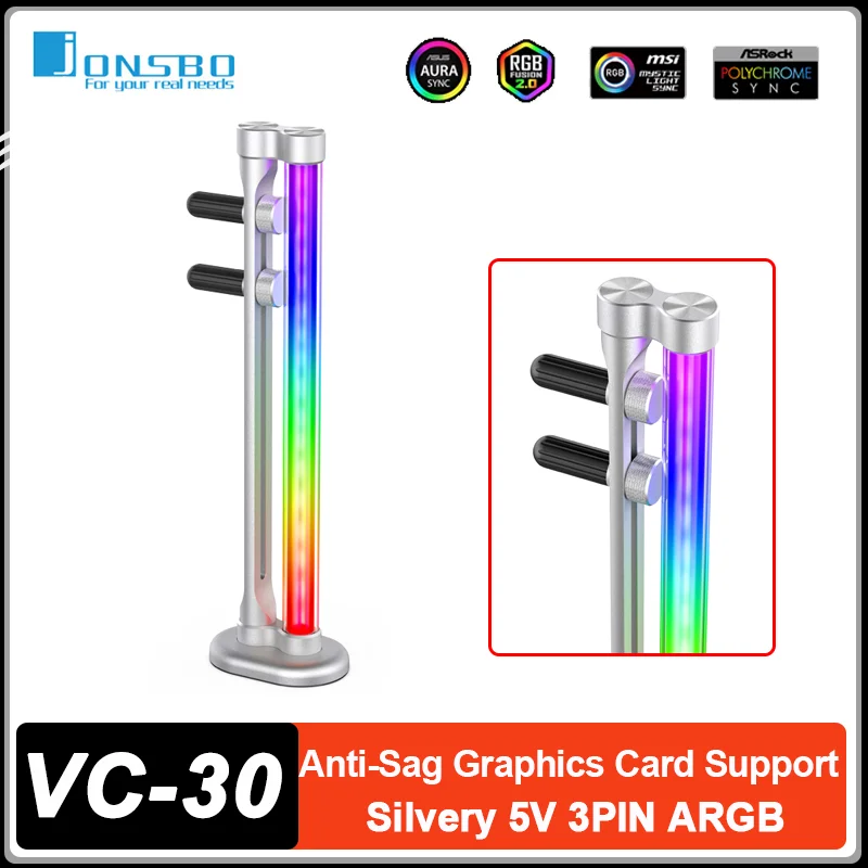 Jonsbo VC-30 Silvery ARGB GPU Bracket 5V 3Pin Anti-Sag Graphics Card Support