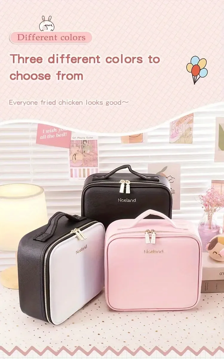 3-farbige tragbare Reise-Make-up-Tasche mit Spiegel und wiederauf ladbarer LED-Licht-wasserdicht, ohne Duft und Lithium-Batterie – Detail 7