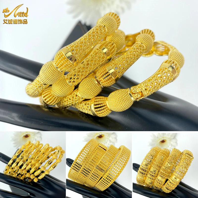 

ANIID Luxury Gold Color Ethiopian Dubai Bangles For Women Bangles&Bracelet African Arab Middle Eastern Wedding Jewelry Gift