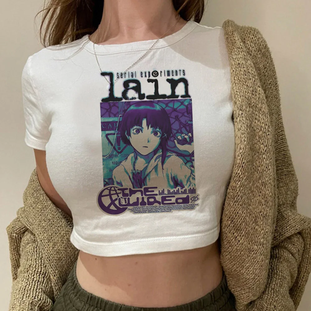 Serial Experiments Lain crop top Slim Fit Cute Grunge harajuku corset Streetwear Fairy summer gyaru woman top