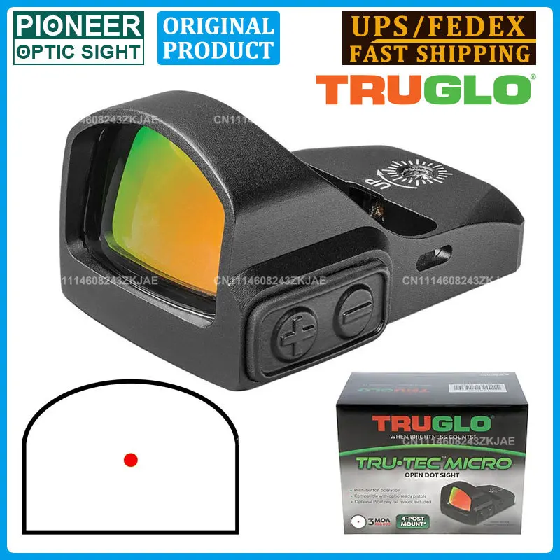 ORIGINAL TRUGLO TRU•TEC Micro Pistol Red Dot Sight 3 MOA Reflex Optic Rifle Scope RMR Footprint Handgun Sight W/Picatinny Mount
