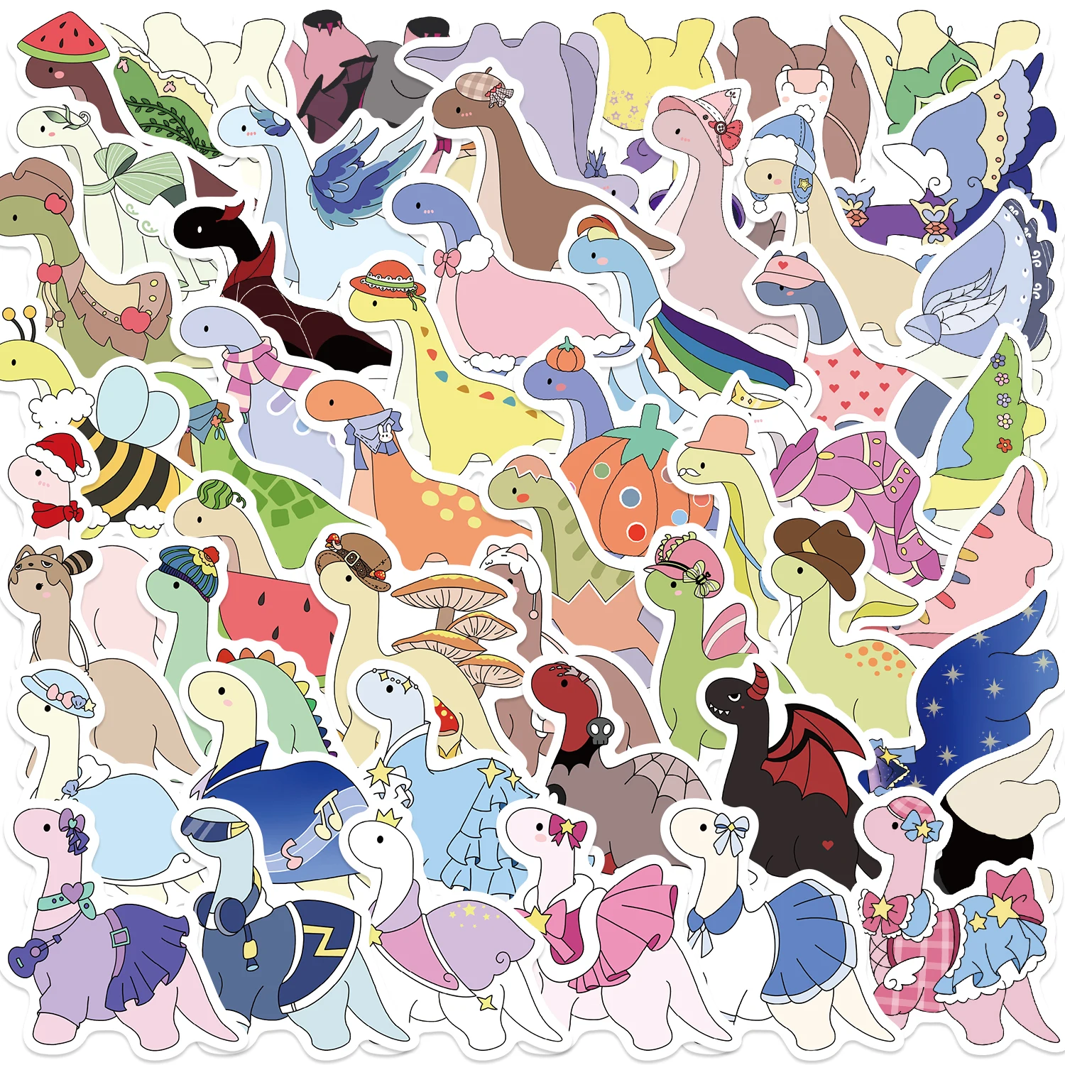50 stuks kleurrijke kleine dinosaurus dieren stickers cartoon kawaii diy cadeau sticker plakboek bagage telefoon waterdichte stickers