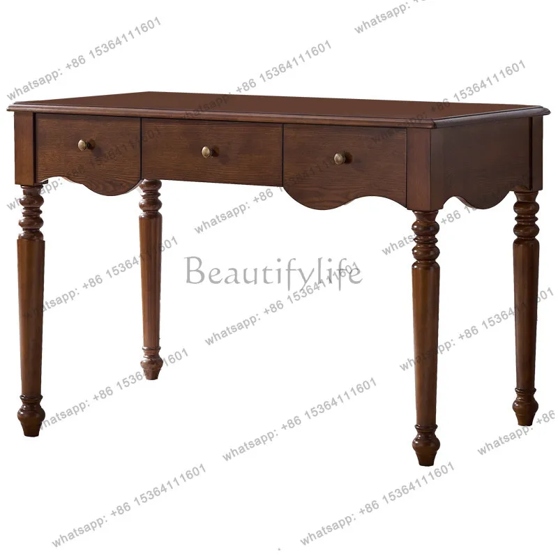 

Американский ретро-компьютерный стол для дома, французский стиль, полностью из массива дерева