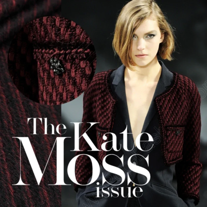 Wool Fabric Lightweight Warm Twill Woolen Material Red Black Fabrics for Autumn Winter Tops Cloth By The Meter