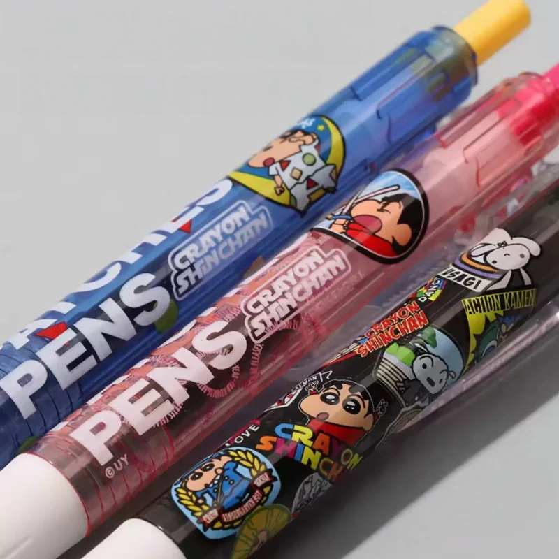 Crayon Shin-Chan Gel Pen Set, 3-Pack, 0.5mm Fine Tip, Smooth Writing with Black Ink, Cute Cartoon Anime Style Signature Pens, Suitable for Student Stationery, Note-Taking, Journaling, and Writing, an Excellent Gift for Children and Teenagers, Both Boys and Girls