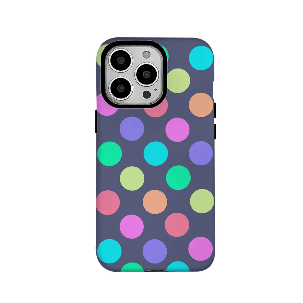 KOREAN Colorful Polka Dots Phone Case for IPHONE 15PRO MAX 14 13 12 11 PRO Plus 15pro Acrylic TPU Two in One Mobile Phone Cases