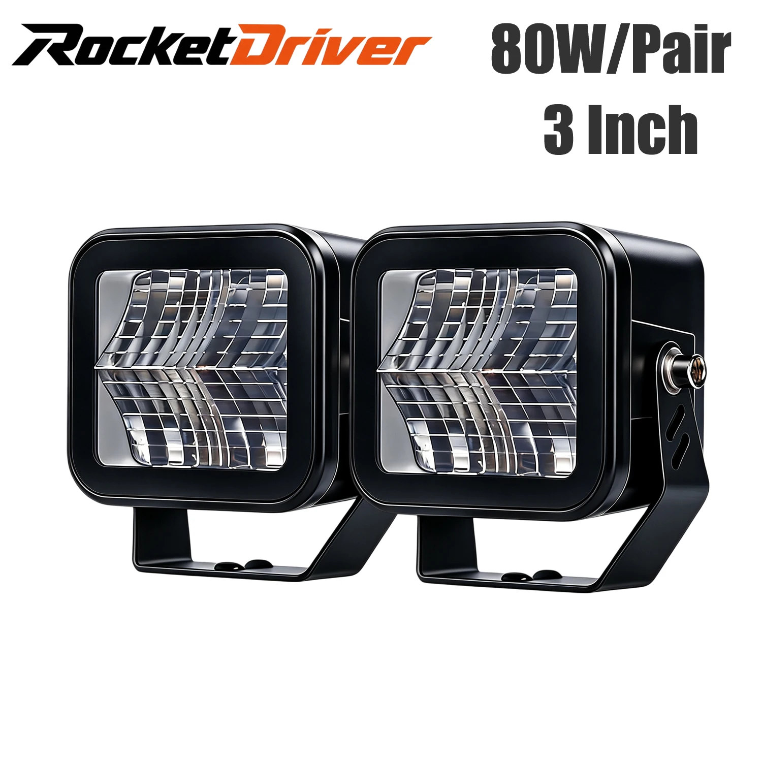 3 inch 40W Square LED Work Light Pods,Flood Beam Offroad Driving Fog Light,Waterproof Auxiliary Light for Truck SUV ATV UTV Boat