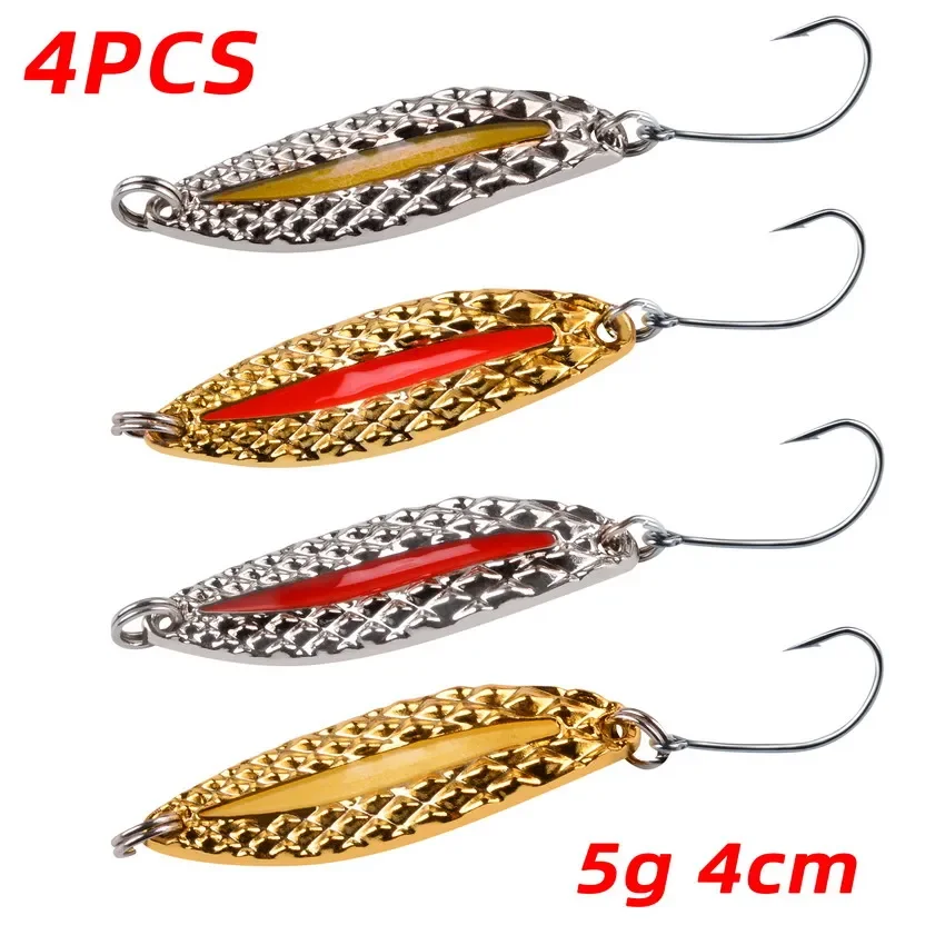 4 stücke Leuchtende Metall Angeln Köder Löffel 2,5g 5g 7g 10g 15g 20g Gold/silber Fisch Köder Spinner Löffel Harte Köder Angelgerät