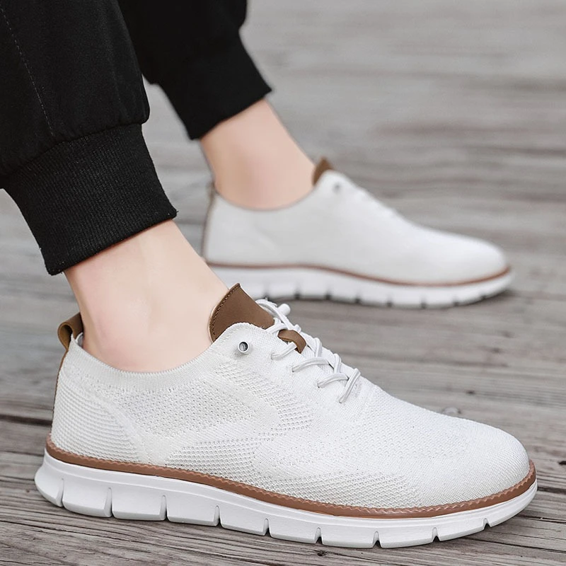 

British-style Men's Shoes Summer Breathable Sports Shoes Mesh Upper Men's Outdoor Casual Walking Shoes Lace Up Men Sneakers