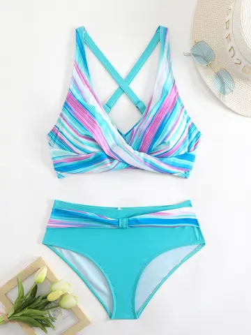 꽃 무늬 패치 워크 블랙 2 피스 세트 Tankini, 라운드 넥 하이 웨이스트 신축성있는 수영복, 여성 여름 비키니 비치웨어