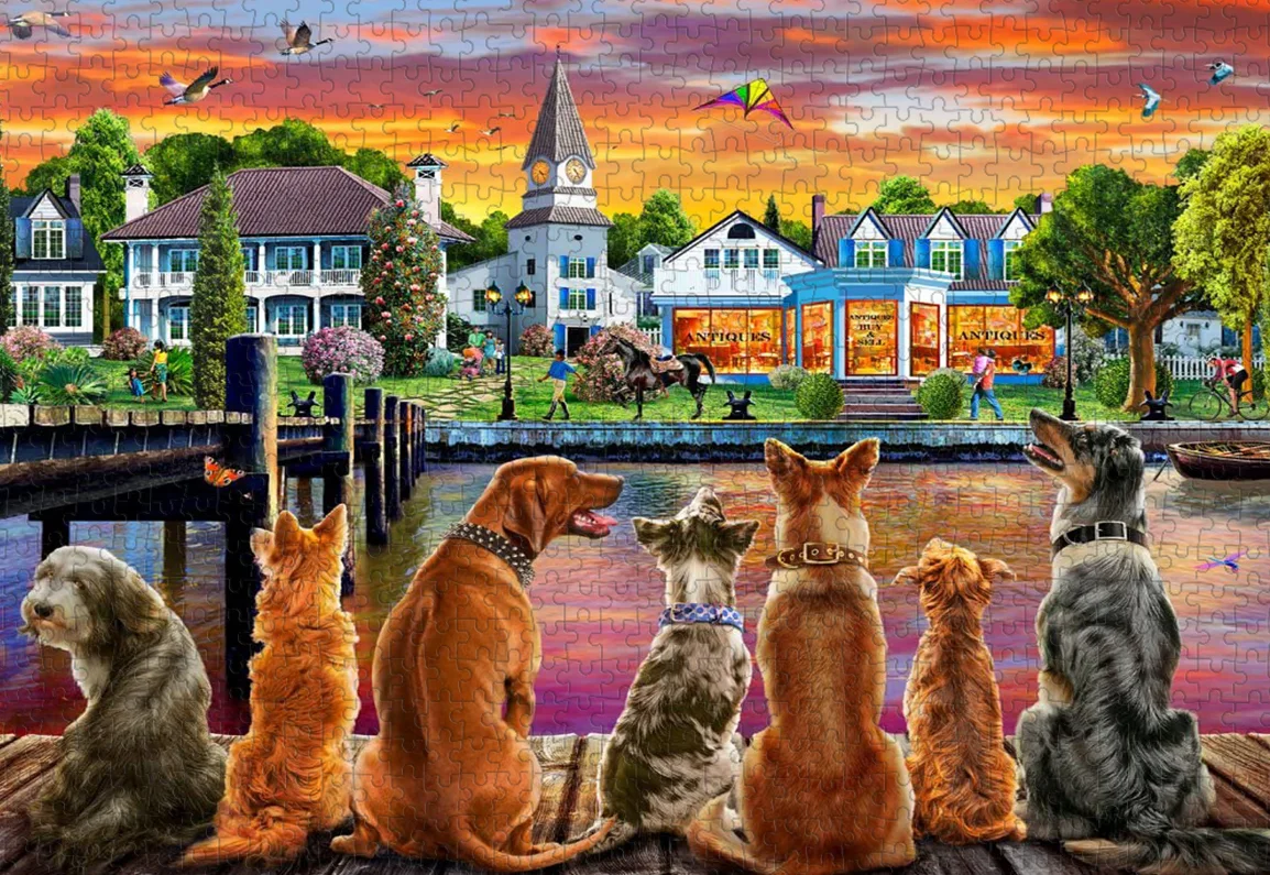 

Dogs The wooden puzzle 1000 pieces ersion jigsaw puzzle white card adult children's educational toys