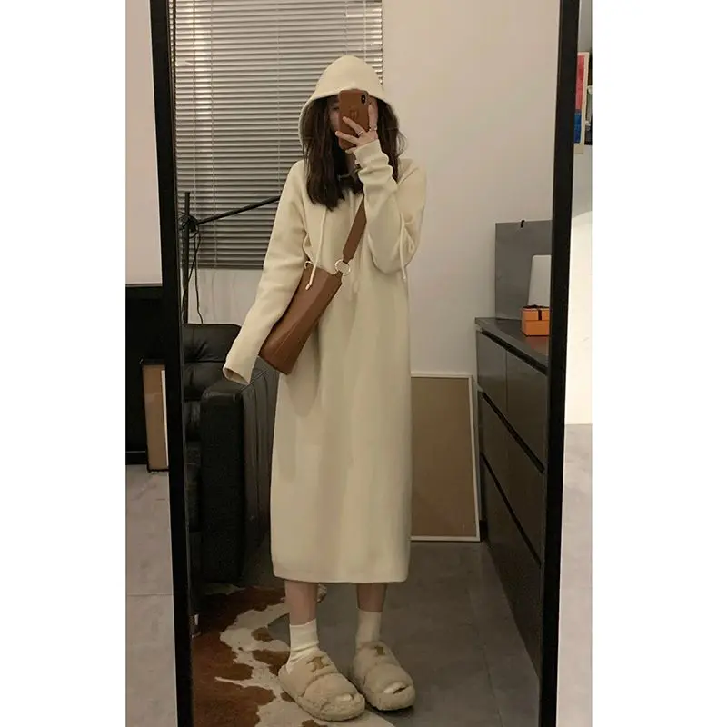 

Maillard для девочек, осенне-зимний длинный стильный свитер с капюшоном, модный джемпер, свободный трикотаж, топы, новая женская внутренняя одежда, шерстяное платье