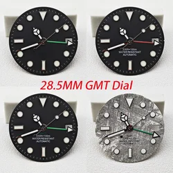 28.5mm Diameter blue-green luminous GMT Single Calendar Watch Dial Modified Dials for NH34 NH35 Movement Accessories Watch Parts
