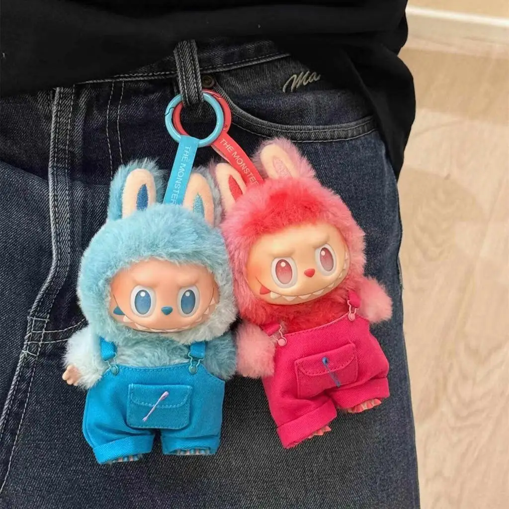 For labubu v1/v2/v3 vinyl doll two spring wild summer tide play color matching overalls set  Dolls Accessories Little Cloths