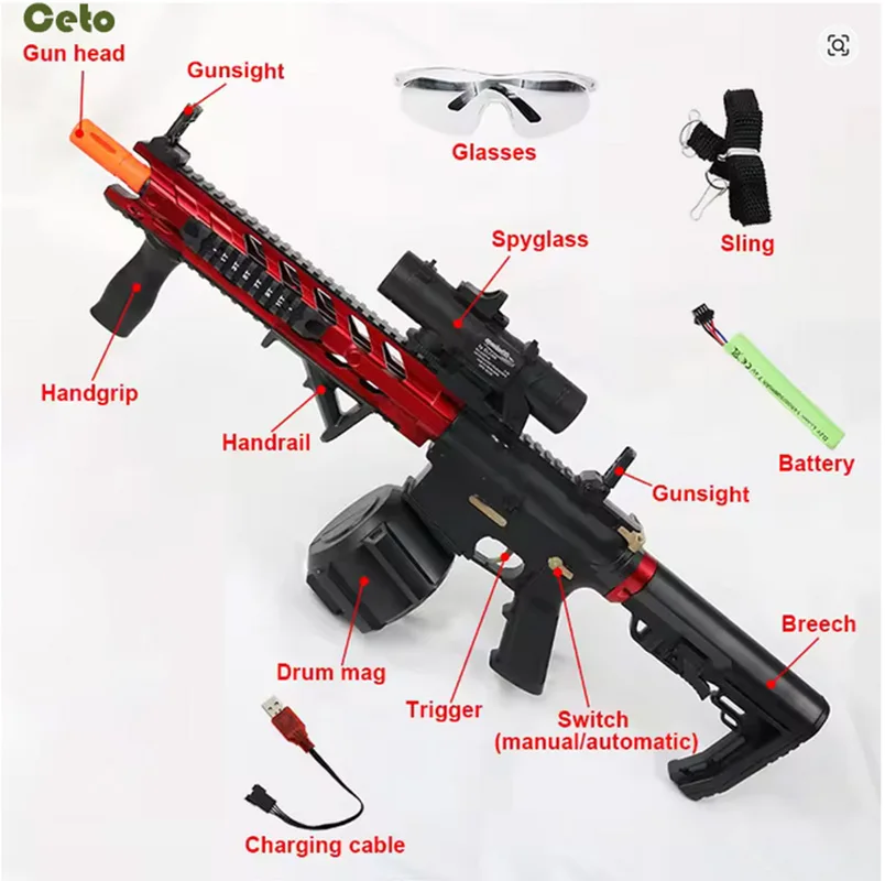 Ultimate viper m4 splatter bola blaster manual automático elétrico para jogos de tiro ao ar livre seguro eco amigável brinquedos presentes